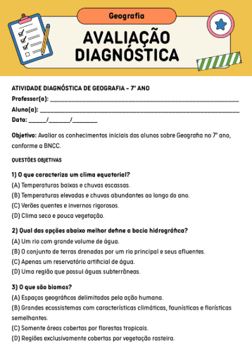 Avaliações Diagnósticas Geografia - Ensino Fundamental II e Ensino Médio. - Imagem 13