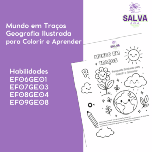 Mundo em Traços Geografia Ilustrada  para Colorir e Aprender