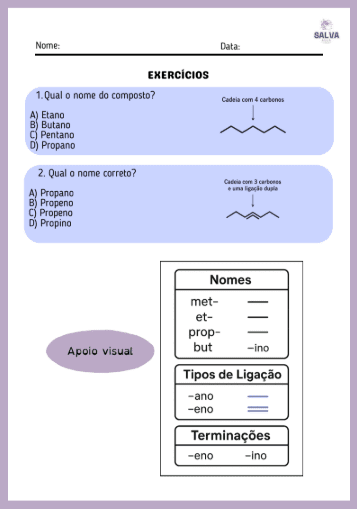 Atividade Adaptada – Hidrocarbonetos: nomenclatura - Imagem 3