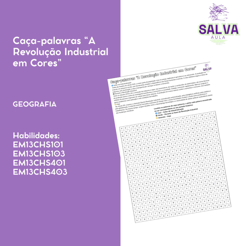 Caça-palavras “A Revolução Industrial em Cores”