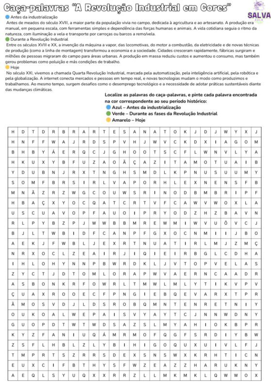 Caça-palavras “A Revolução Industrial em Cores” - Imagem 2