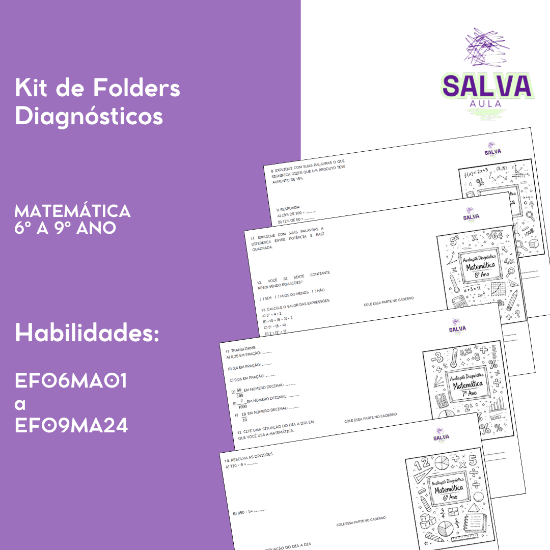 Kit de Folders Diagnósticos de Matemática (6° ao 9°ano)