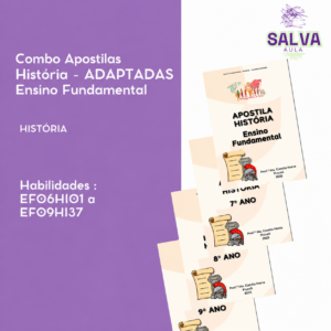 Combo de Apostilas Adaptadas de História – AEE: 4 Apostilas Completas do 6º ao 9º ano | História | Ensino Fundamental 2 | TEA, TDAH, Dislexia
