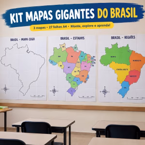 Kit Mapas Gigantes do Brasil — Estados, Regiões e Mapa Cego para Montar